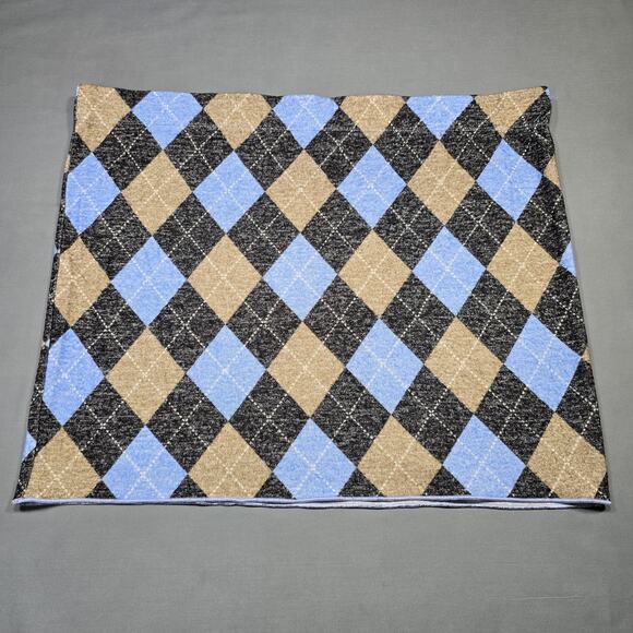 Divide Blue Black Knit Argyle Mini Skirt Stretch Tube Pencil Unlined Women's XL - Picture 1 of 7